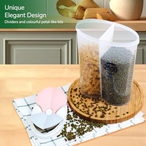 Yeswell 1.5L Luftdichte Vorratsbehälter, 3-Gitter Clear Vorratsdosen Frischhaltedosen Schüttdose, BPA Frei Versiegelte Aufbewahrungsbox, Luftdichte Lagerung Gläser für Lebensmittel (3-Gitter 1500ML)