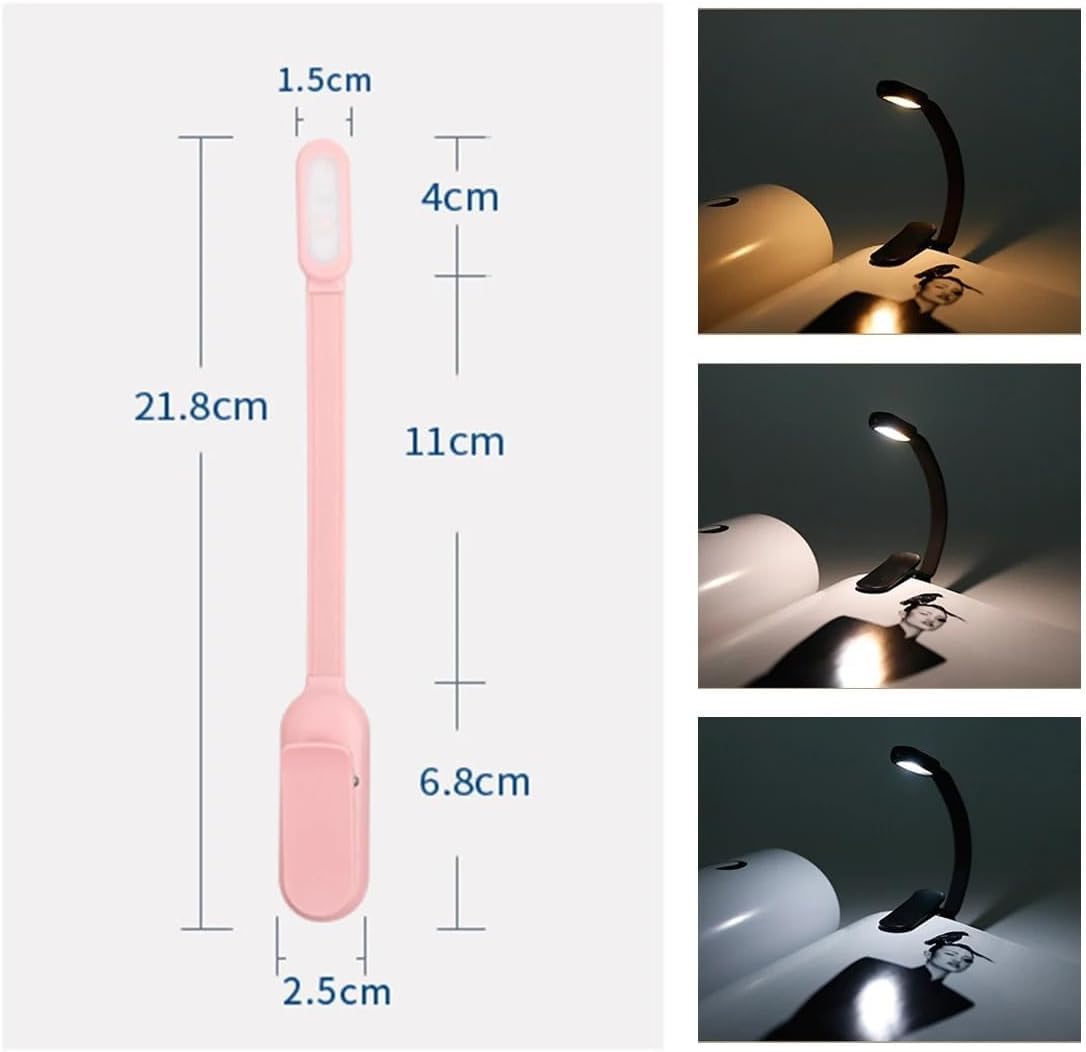 Światło LED, Lampka do czytania naścienna 2 szt. LED USB do ładowania, 360 stopni, 3 kolory, z klipsem Wielokolorowy(Rechargeable Black)