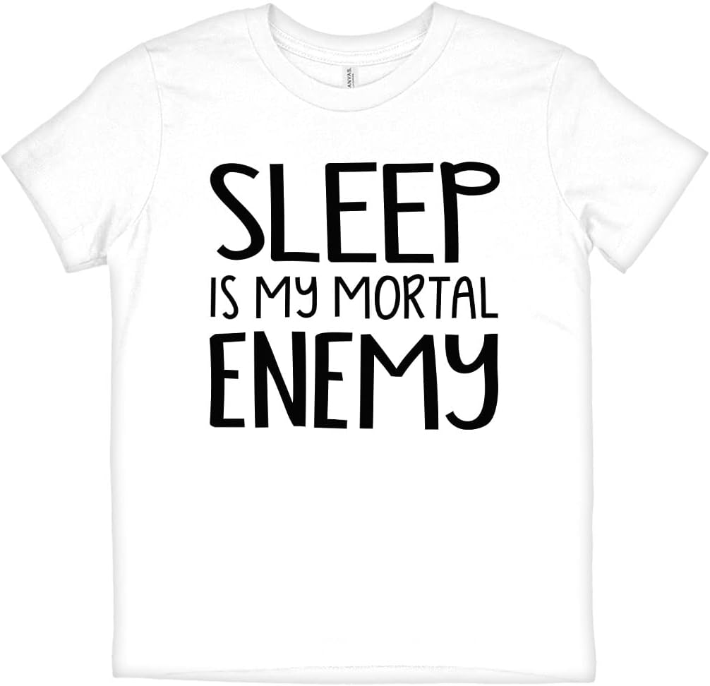 Sleep is My Mortal Enemy Kids' T-Shirt - Hilarious Saying T-Shirt - Printed Tee Shirt for Kids