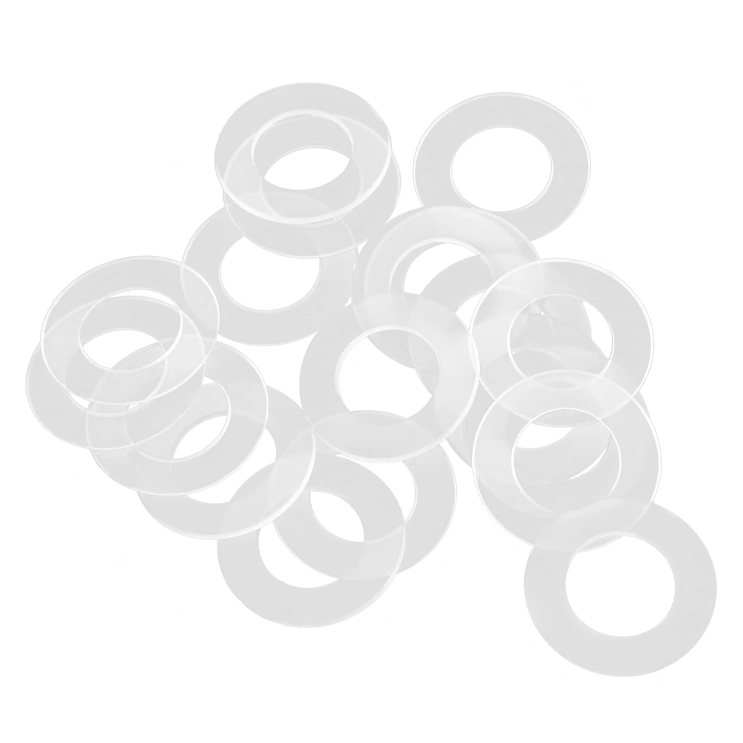 Othmro White Nylon Flat Washers M16 28Mm Od 16Mm Id 1Mm Thickness Sealing Gasket For Faucet Pipe Water Hose, Clear, Pack Of 50