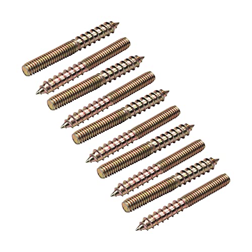 Image of 10Pcs Carbon Steel Double Headed Hanger Bolts 2 inch Length Self-Tapping Screw for Furniture Installation M6x50 Bronze