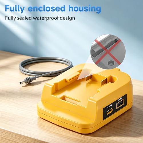 Image of Starlink Mini Battery Adapter Compatible with DeWalt 20V & Milwaukee 18V Lithium Battery, with Built-in Low Voltage Cut-off, Dual USB Ports & 3.28ft Power Cord, Ideal for Off-Grid RV Camping