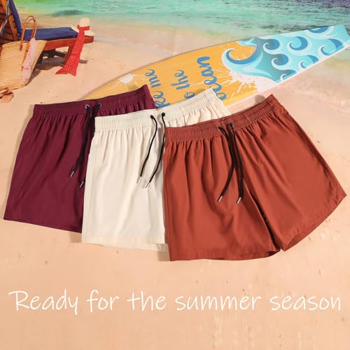 Image of BRISIRA Mens Swim Trunks Swim Shorts Quick Dry 5 inch Inseam Beach Shorts with Compression Liner and Zipper Pocket