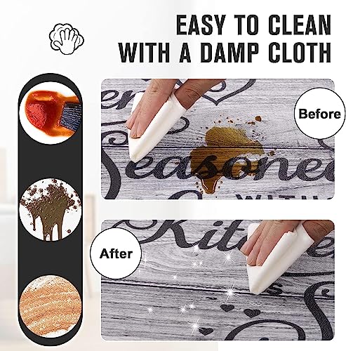 Carvapet 2-Piece Anti Fatigue Kitchen Rug Set, Cushioned PVC Waterproof Comfort Standing Mats, Non Slip Farmhouse Printed Kitchen Floor Mat and Runner (Kitchen, 17"x27"+17"x47") — view 4
