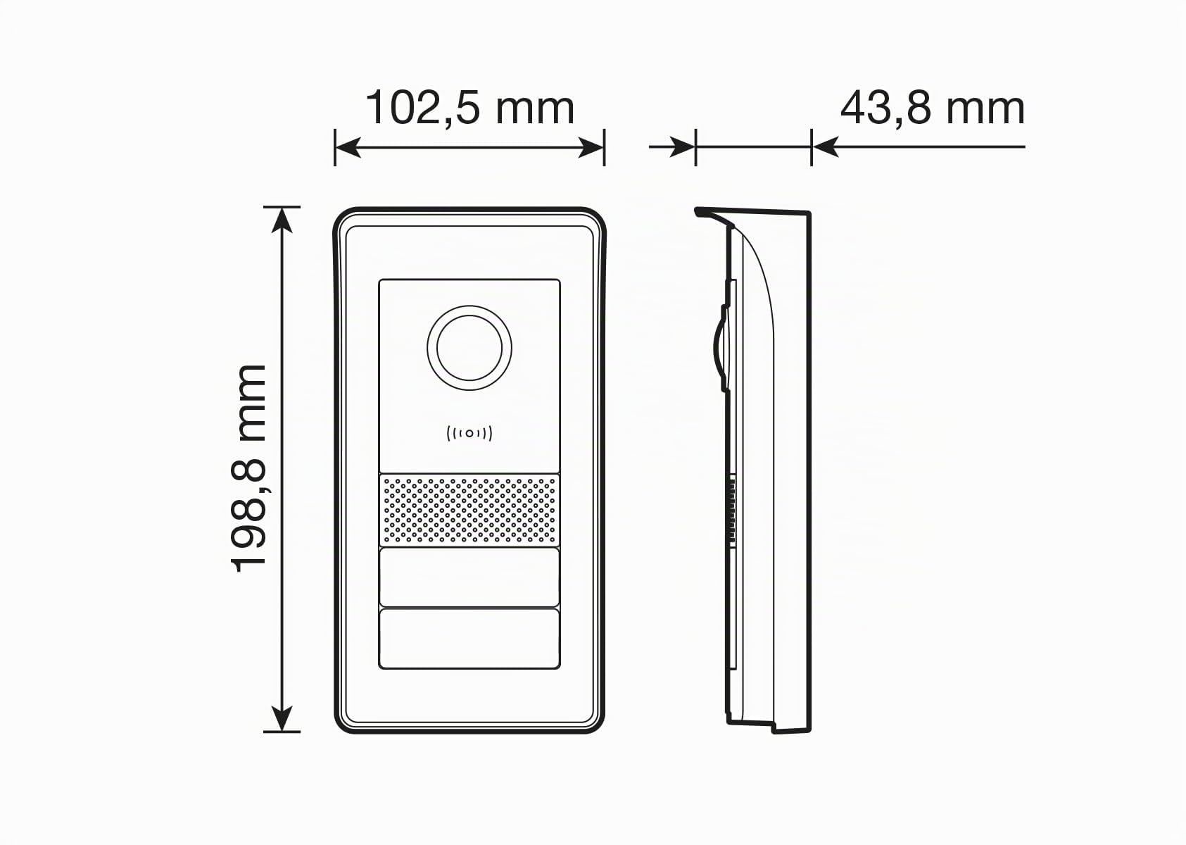VIMAR K42931 Kit visiophone 2 familles pour Pose en saillie avec: 2 interphone, Platine de Rue à 2 Boutons, 2 alimentations DIN, étriers de Fixation, Contrôle des accès RFID, Écran 7 Pouces