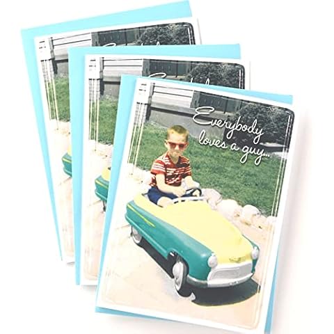 SHADE TREE GREETINGS Funny Birthday Greeting Card (5" x 7") by Actual Pictures | 3 Pack + 3 Envelopes (Cool Car) Cover