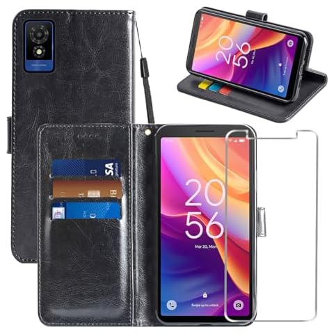 WQRTYJK TCL 501 Leather Wallet Case Cover