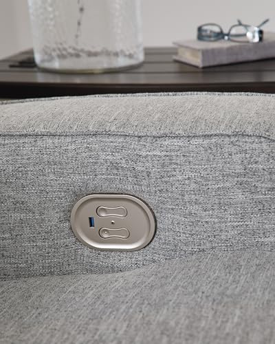 Signature Design by Ashley Biscoe Contemporary Power Recliner with Adjustable Headrest, USB Charging, Cleanable Performance Fabric, 21" Seat Height, Gray - image 8