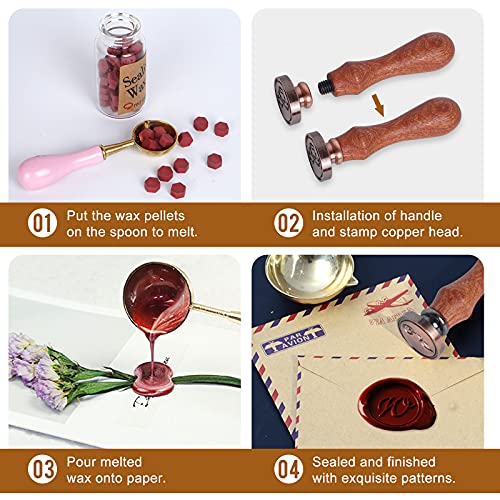 Joyeee Wax Seal Stamp Kit, 26 Pcs Alphabet Initial Letter Wax Stamp Sealing Wax Stamps Gift Set Wax Seal Set for Invitations, Cards, Envelopes, Mails, Wine Packages, Crafts and Decoration #5