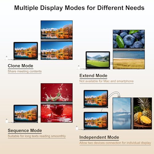 Image of wisecoco 18.5'' 120Hz FHD 1080P Touch Screen Dual Triple Portable Monitor for Laptop IPS USB-C HDMI HDR Laptop Monitor Extender PC Gaming Monitor 100% sRGB Windows Mac Android Plug&Play Flip S8+