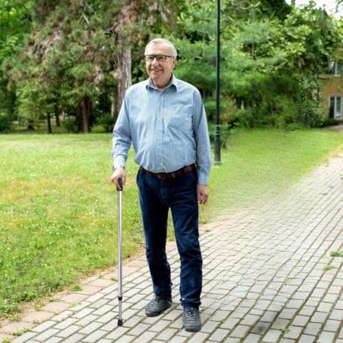 Bengala Idoso - Regulagem De Altura - Leve Prata - Suporta 100 Kg