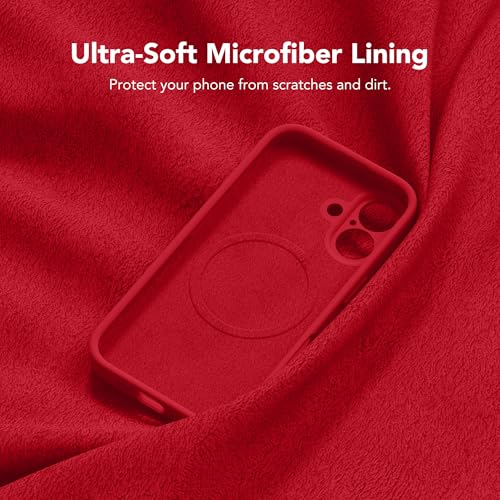 Image of Magnetic for iPhone 16 Plus Case, Compatible with MagSafe, [Full Camera Protection][Screen Protector] Silicone Shockproof Protective Phone Case for iPhone 16 Plus 6.7 inch, Red