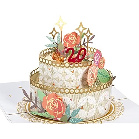3D Pop Up Birthday Card, Birthday Cake Card, Anniversary Card, 18th Birthday Card, Rose Cake with Numbers, DIY Digital Greeting Card with Envelope Cover