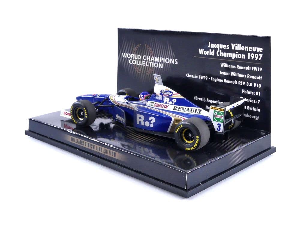 Minichamps 436976603 1:43 Williams Renault FW19-Jacques Villeneuve-Mistrz Świata 1997 - Brudna wersja kolekcjonerska miniaturowy samochód, wielokolorowy