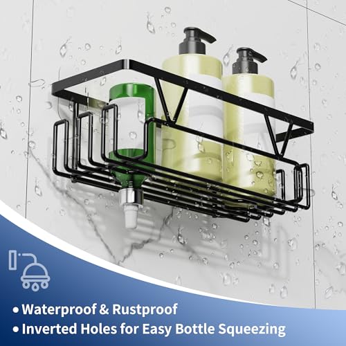 Save 42% on KEGII 4-Pack Adhesive Shower Caddy with Fogless Mirror