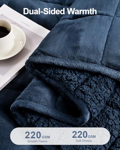 Super Fuzzy Soft Sherpa Fleece Weighted Blanket, 15 lbs Dual Sided Fluffy Heavy Weighted Blankets for Adults - No Bunching with Double Layers of Soft Inner Lining (48"x 72", 15 Pounds)