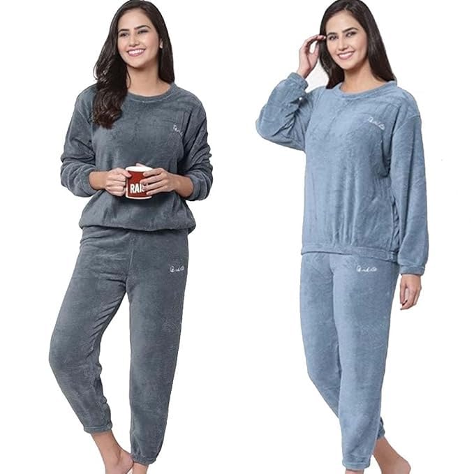 Combo Pack of 2 Women's Winter Nightsuits Full Sleeve Top and Pajama Set Regular-Fit Cozy Sleepwear Warm Lounge wear for Cold Weather Comfortable Pajama Set-image-34