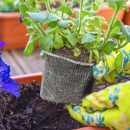 Wisebom Wurzelschutz-Netzbeutel, 4 Stück Edelstahl Gartenpflanzen-Netzbeutel Wühlmauskorb für Pflanzen, Drahtkörbe für Pflanzen, Beeren, Gemüse, Wurzelschutz (25 x 23 cm)