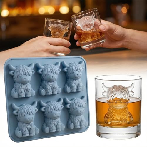 Molde de silicona para cubos de hielo 3D vaca Highland miniatura 1