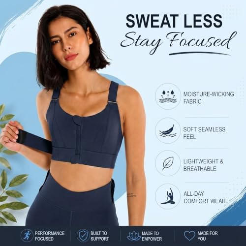 Image of Shoppy Villa - high Impact Sports Bra for Heavy Breast Full Coverage | Gym Bras for Women Workout | Yoga Bra,with Front Zipper Seamless Bra Push up Bras for Women | Black | 2X-Large