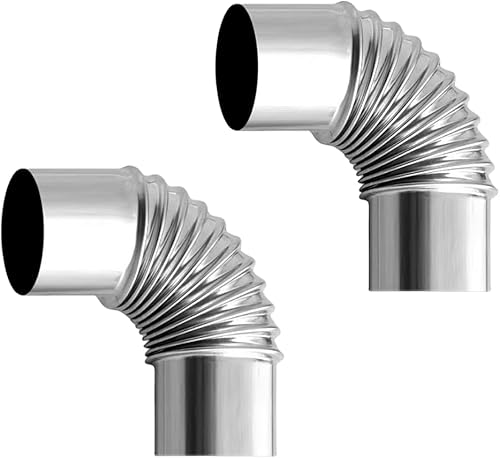 2 chimeneas de estufa de leña de 90 grados, codo de estufa de 2.36 pulgadas, conducto de acero inoxidable para estufa de leña para acampar al aire