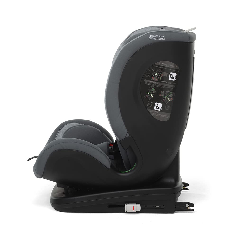 Foppapedretti Seggiolino Auto Reklino I-Size, per bambini da 76 a 150 cm di altezza, 15mesi-12 anni, conforme ECE R129, Fissaggio Dualfix (Isofix e non), Safe Body Protection, Comfort Kid Pad, Silver