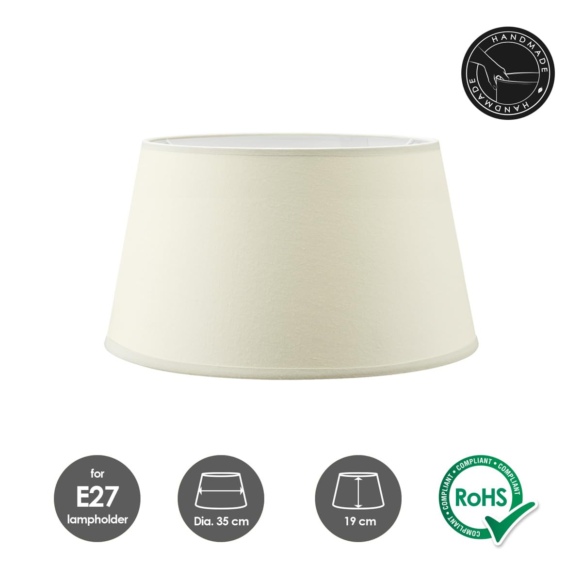 Home Sweet Home Lampenschirm für Tischlampe und Stehlampe | Lampenschirm Warmweiß | 35/30/19 cm | für E27-Fassung |