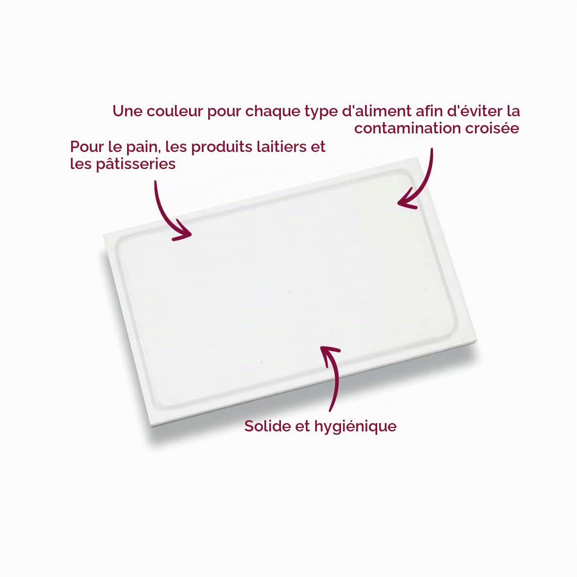 Louis Tellier - Planche à découper blanche, avec rigole - 60x40cm, 2cm