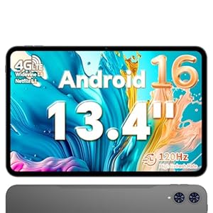 TECLAST T65 Tablet 13,4 Zoll Android 16 Tablets 120Hz Display, 4G LTE Dual SIM, 2.2GHz Gaming, 20GB RAM+128GB ROM(4TB TF), GPS, Widevine L1, Tabletpc mit usbc Anschluss für Streaming, Filme
