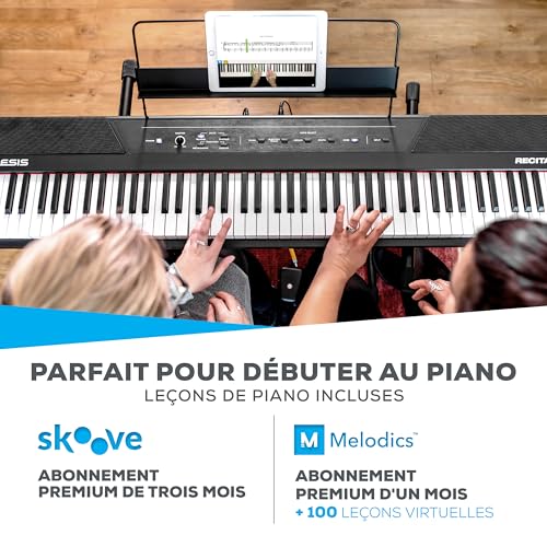 Alesis Recital Piano Numérique 88 Touches Semi-Lestées avec Enceintes Intégrées et Cours...