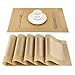 Produktbild CHAOCHI Tischset Abwaschbar Platzset Abwischbar 6er Set PVC Abgrifffeste Hitzebeständig Rutschfest Platzdeckchen für Küche,Zuhause,Restaurant,Speisetisch,45cmx30cm(Gold)