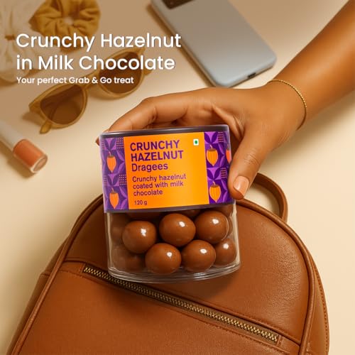 Image of Entisi Nutties Chocolates - Hazelnut Chocolate Coated Crunchy Dragees Jar - Gourmet Chocolate Nuts - Gift Jar - Smooth & Crunchy Milk Chocolate Treat - 120g