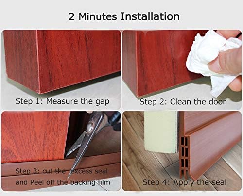 Miniatura 4 de Tapón autoadhesivo para barrido de puerta, color camello, para el hogar, burlete de goma debajo de la puerta para puertas interiores, aislamiento de