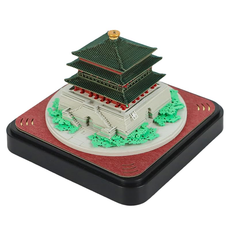 HXCQYGL 3D Notepad, 3D Calendar Tear Off 2026, 2026 Desk Calendar Notepad with Light, Paper Sculpture Desktop Ornament (Bell Tower)