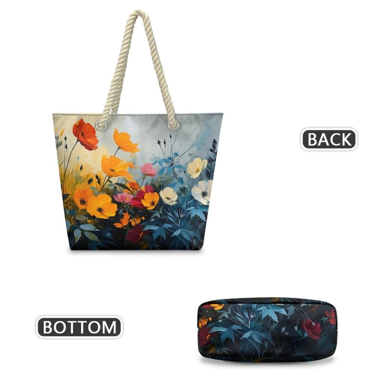 Tote Bags Shoulder Handbag for Work Beach, Canvas Totes Satchel Large Purse Bag for Gym Travel Shopping3