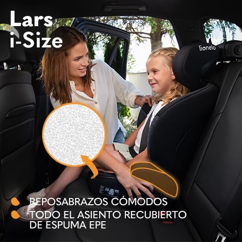 LIONELO LARS i-Size Silla de coche para bebés 100-150 cm Grupo 2 3, Protección lateral 10 grados de ajuste del reposacabezas Reposabrazos cómodos Respaldo extraíble Construcción ImpactGuard - imagen 8