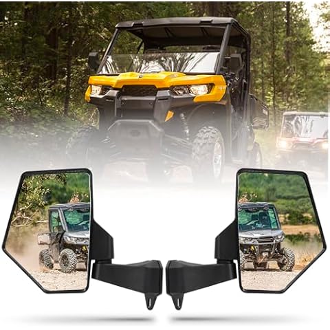 2024 New Defender Mirror, UTV Side mirror For No Door & Half Door & Full Door, Adjustable Large Side Mirrors Compatible with Can Am Defender HD5 HD7 HD8 HD9 HD9 MAX, OE Replace #715008100 Cover