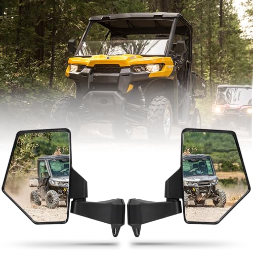 Defender Mirror UTV Side mirror For No Door & Half Door & Full Door Adjustable UTV Mirrors Compatible with 2016-2025 Can Am Defender HD5 HD7 HD8 HD9 HD9 MAX (Includes 1 PCS Seat Belt Bypass)