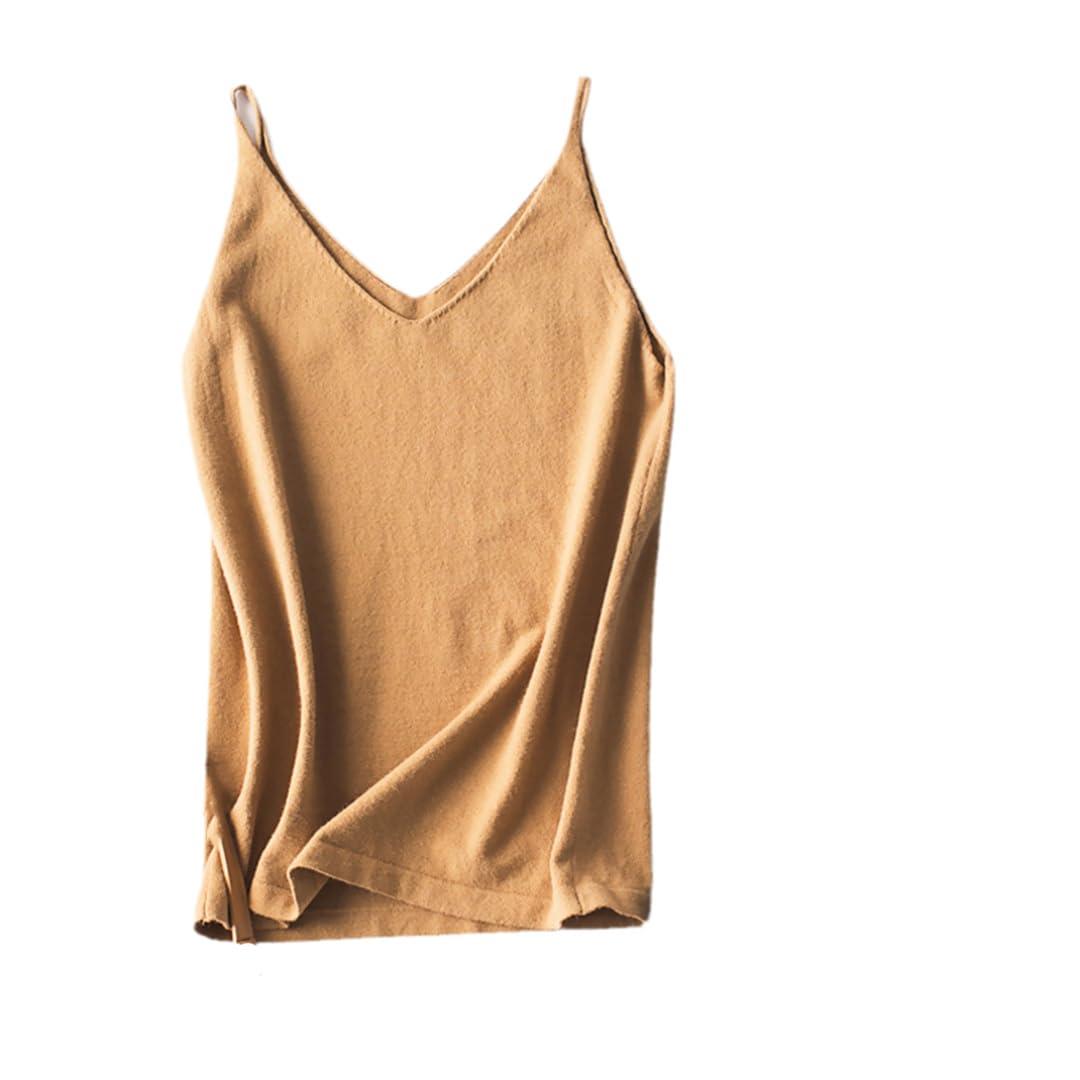 Estate V-collo di seta canotta per le donne con base di colore solido raso sottile lavorato a maglia capace senza maniche Top