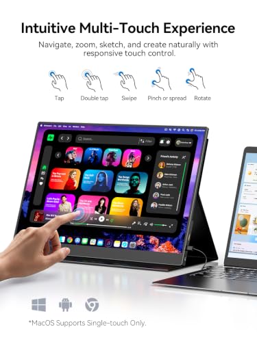 Image of UPERFECT 4K 120Hz Portable Monitor Touchscreen, 16 inch 600Nits Gaming Monitor