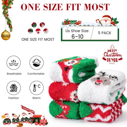 5-Pack Loiyadn Women's Fuzzy Cartoon Slipper Socks (Multicolor Green) 6.49 + Free Shipping w/ Prime or on 35+ + 50% Off Code VTVGXFJ4 - image 5
