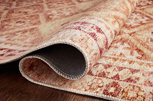 Loloi Layla Collection LAY-16 Natural/Spice 7'-6" x 9'-6" .13" Thick Area Rug, Soft, Durable, Vintage Inspired, Distressed, Low Pile, Non-Shedding, Easy Clean, Printed, Living Room Rug