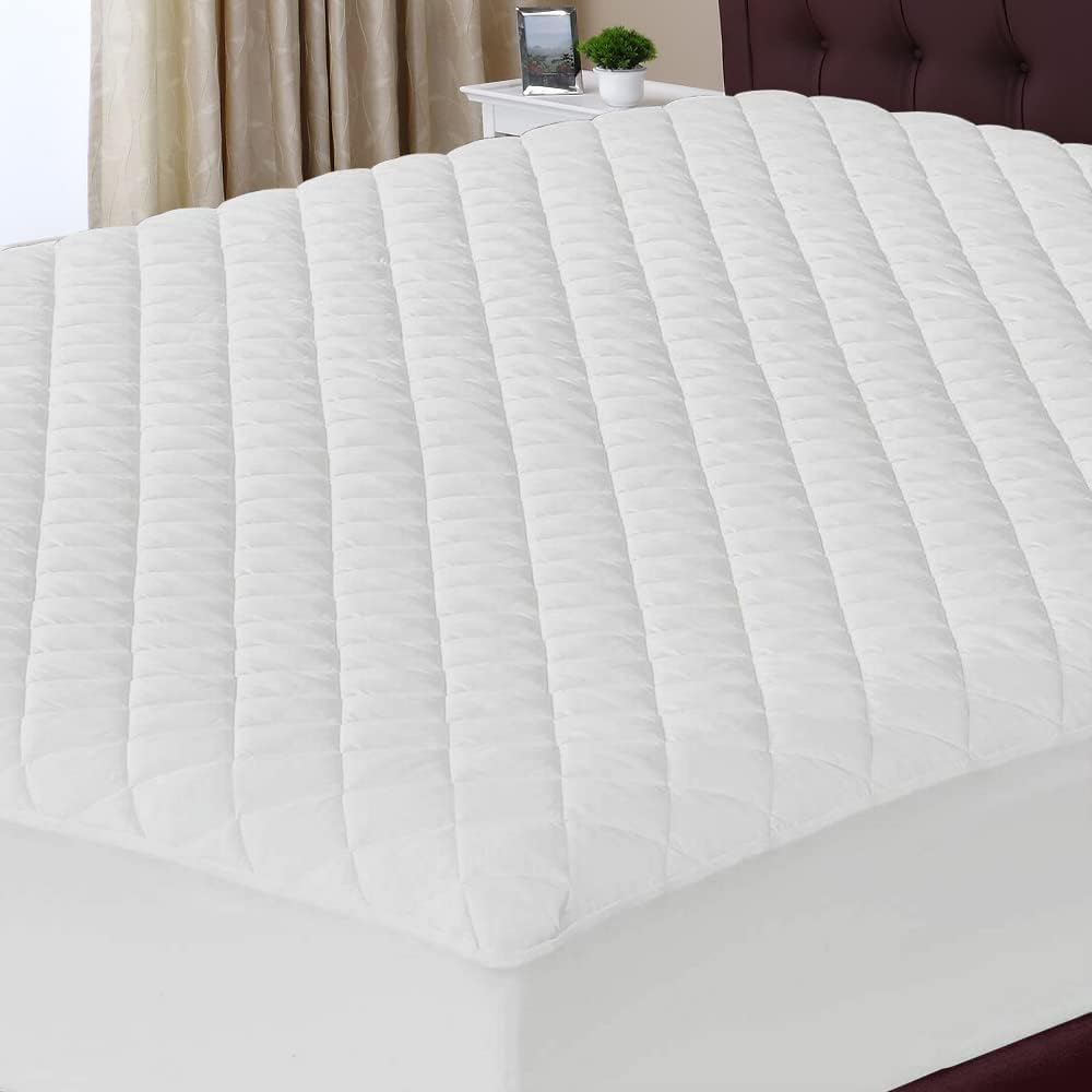 Linens World Microfiber Quilted Superking Mattress Protector Non-Waterproof- Non-Allergenic, 30cm Deep Stretch Skirt Super King Mattress Protectors Non-Noisy Washable Mattress Protector (183 x 203cm)