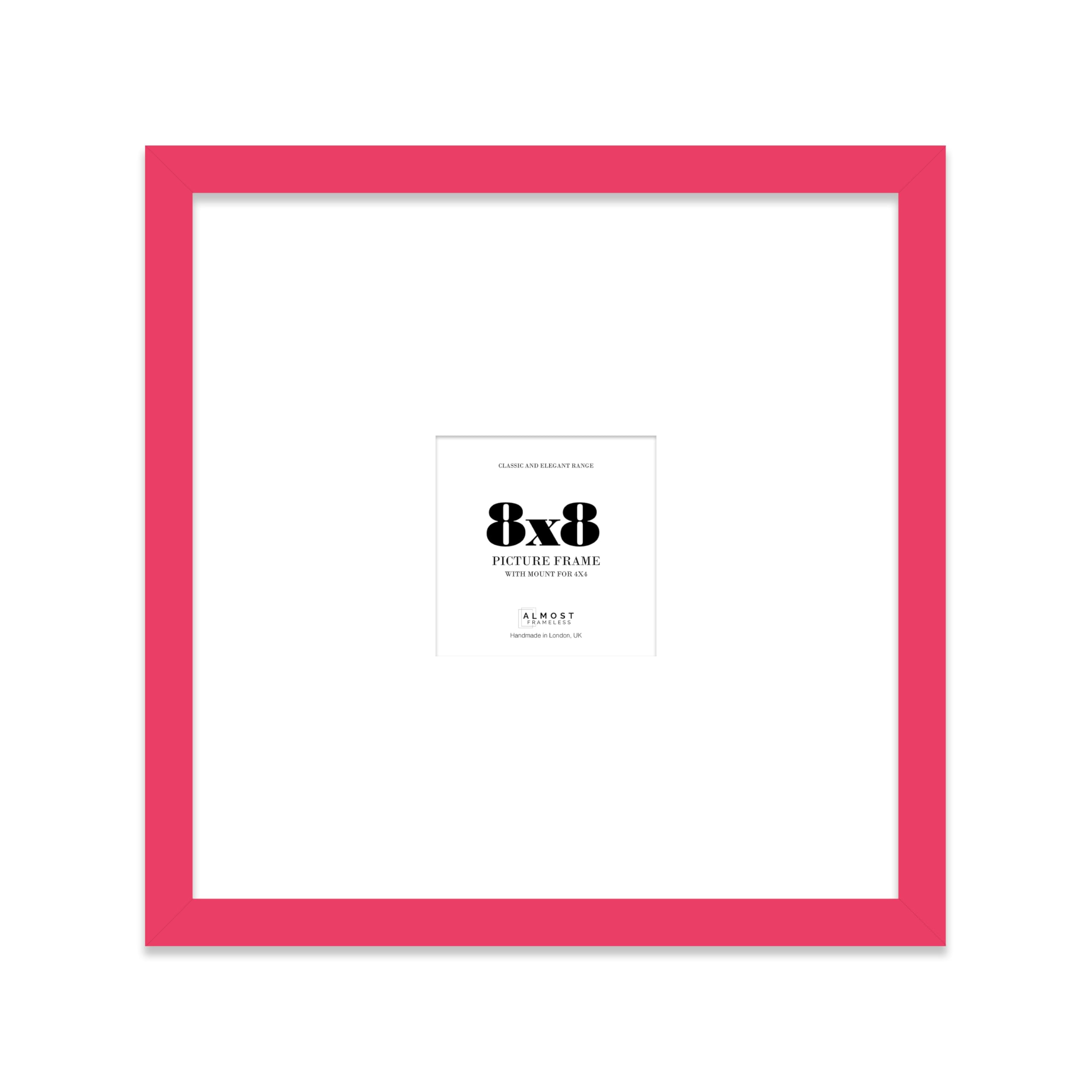 8x8" Square Picture Frame, Display Pictures 4x4" With Mat or 8x8" Without Mat, Wall Hanging & Free Standing Photo Frame, Bright Pink, 1 Pack โ image 1