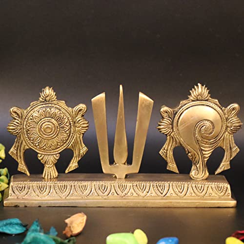 Happy Watch ARTVARKO Chakra Namah Shankh Shri Tirupati Balaji Padmanabha Swami Heer Vishnu messing pronkstuk woondecoratie (22 x 5 x 11,5 cm)