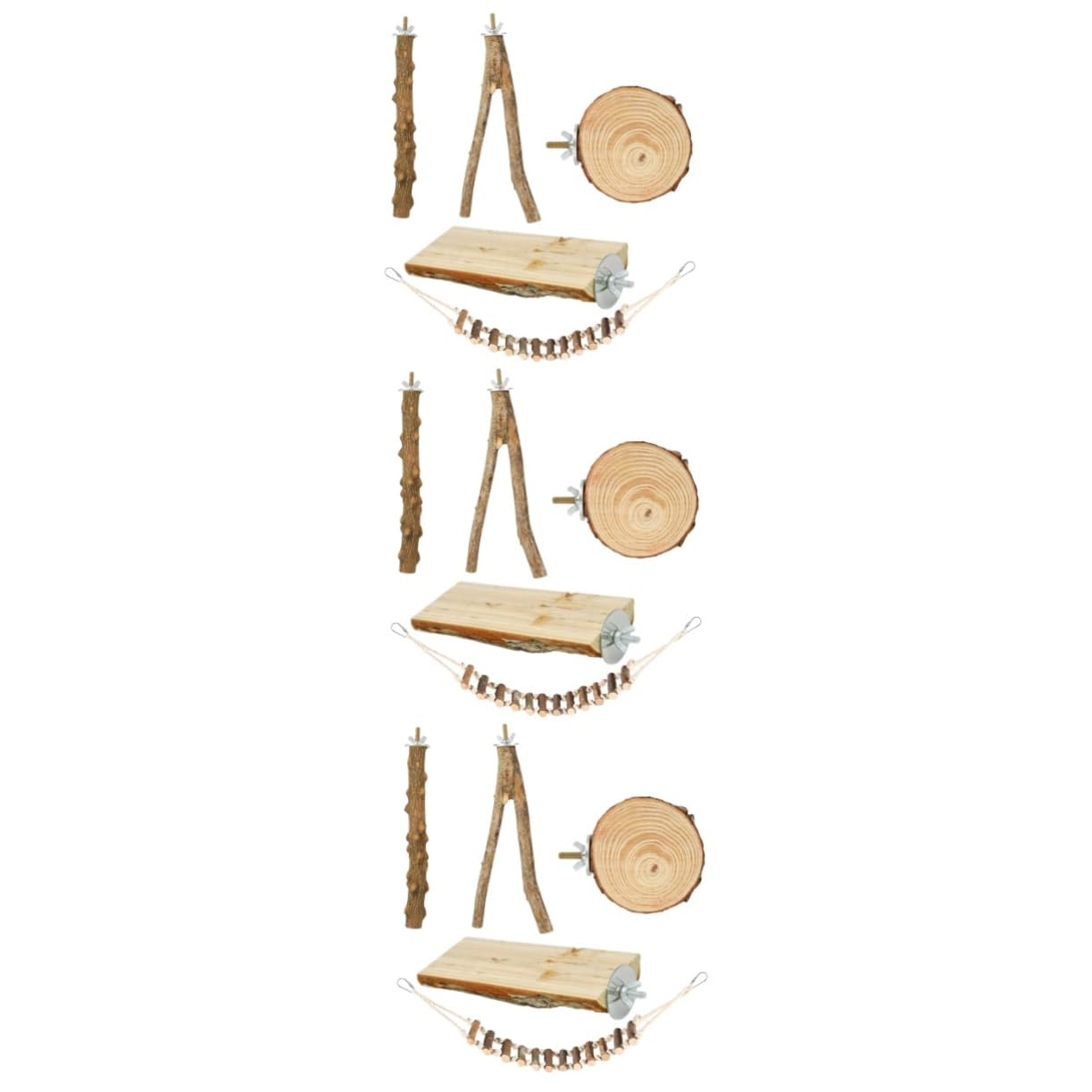 BESPORTBLE 15 Piezas Palo De Pie De Loro Percha De Jaula De Pájaros Jaula De Pájaros Juguetes Árbol De Pájaro Columpio para Juego Percha De Loro Perico Madera De Pimiento De Madera Utensilios