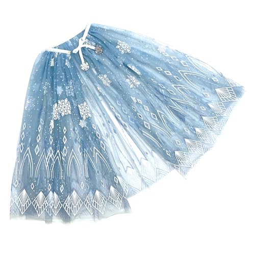 Papierdrachen Camada de tule azul claro – com cristais de gelo, brilhante, disfarce, capa, disfarce infantil, tamanho único, conjunto 03