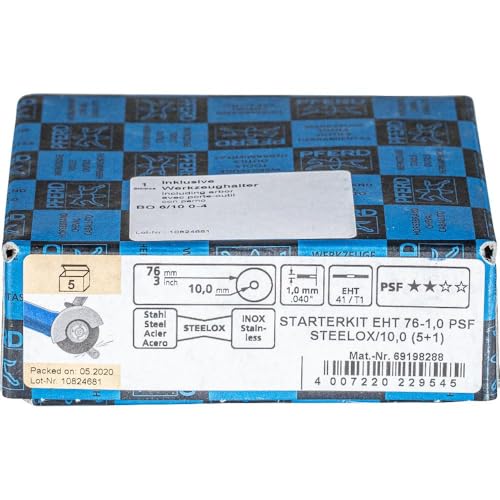 PFERD TOOLS 69198288 Kit de démarrage 6 pièces | 5 disques à tronçonner droits PSF Steelox 76 x...