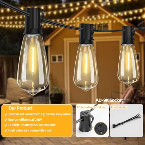 100FT LED Outdoor String Lights for Garden & Patio Decor - Image 6