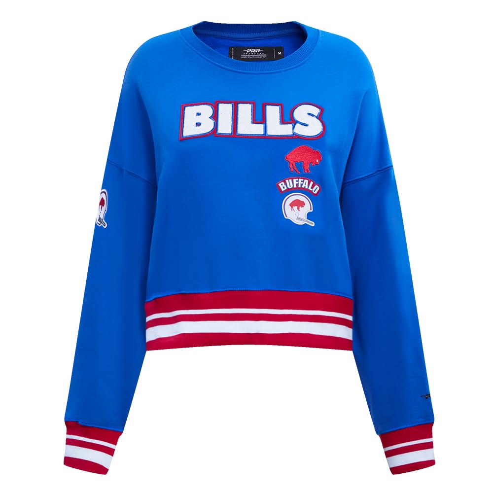Pro Standard Womens NFL Buffalo Bills Retro Classics Crewneck Sweatshirt Royal Blue/Red L